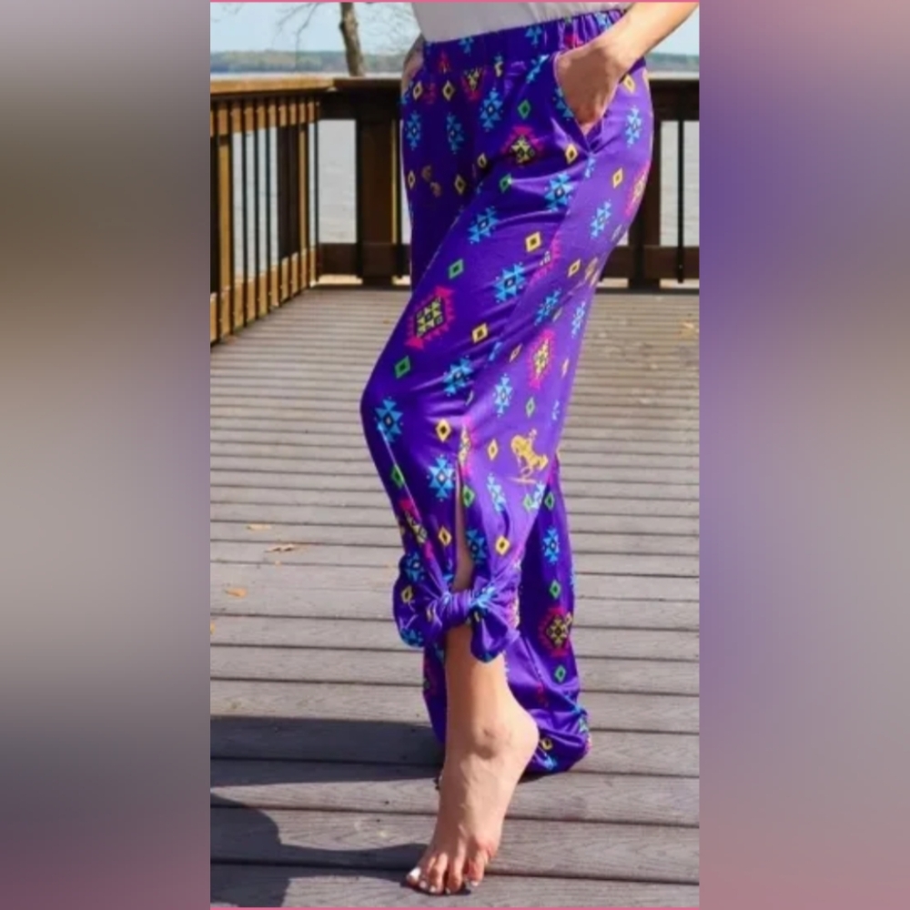 Flowy tie hem jogger pants